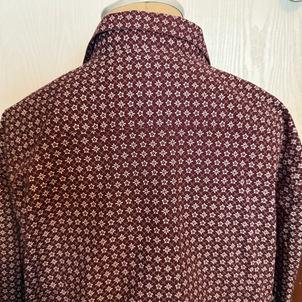 Men's Burgundy Patterned Shirt - Picture 4 of 5